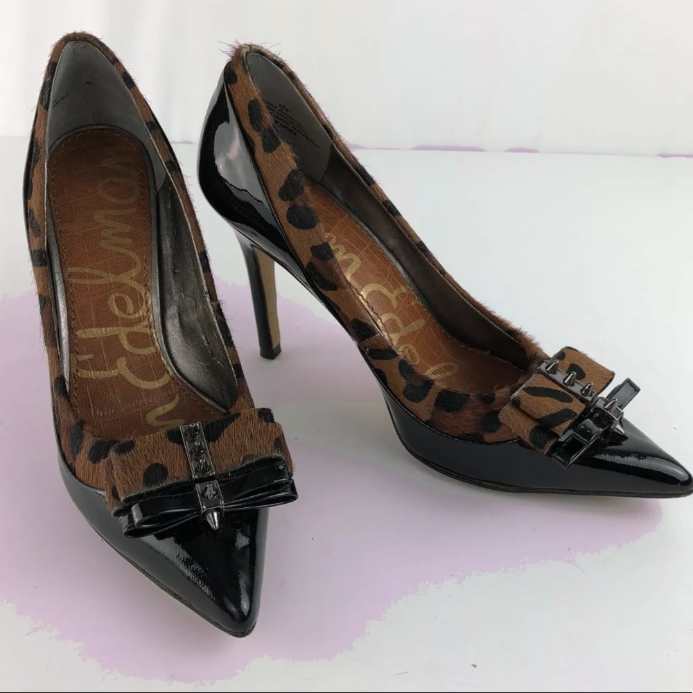 Sam Edelman Black w/Tortoise Trim Bow Heel 8M